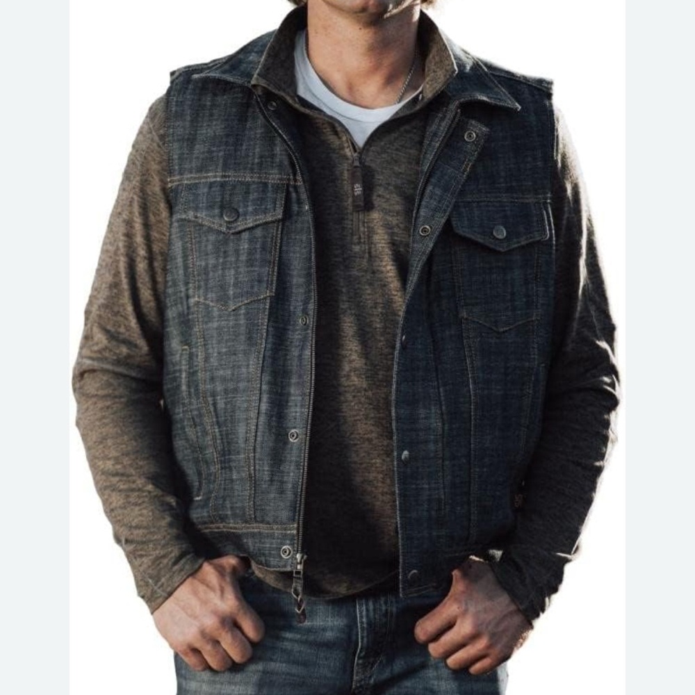 STS Ranchwear Wyatt Vest Mens 100% Cotton Snap Classic concealed carry Denim NWT
